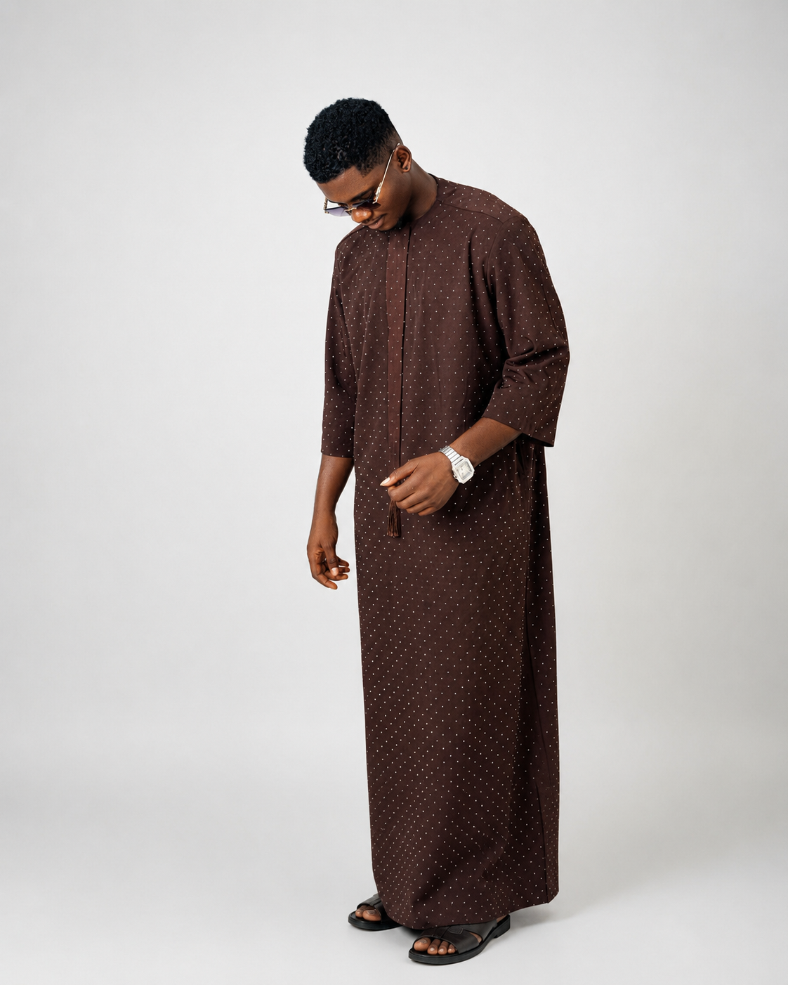 Royal brown stone jalabiya